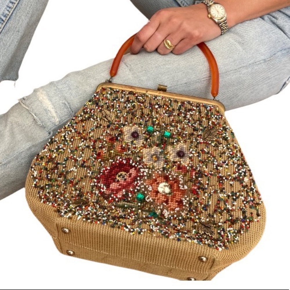 Vintage Hand Beaded Bag Made in New York